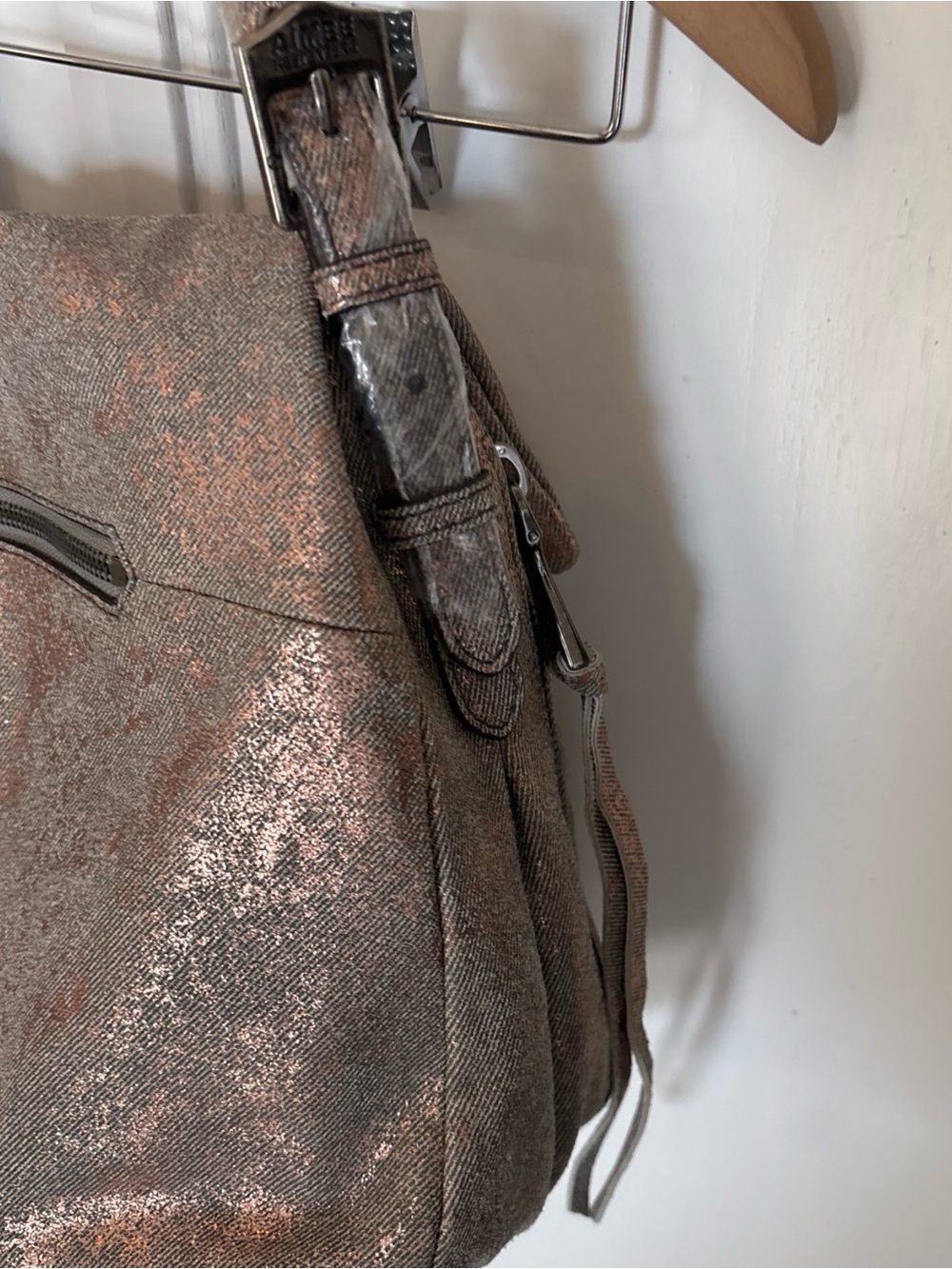 NWT Aimee Kestenberg  Bali Hobo  Bag Purse Satchel Metallic  Pink Canvas Slouchy - Picture 16 of 16
